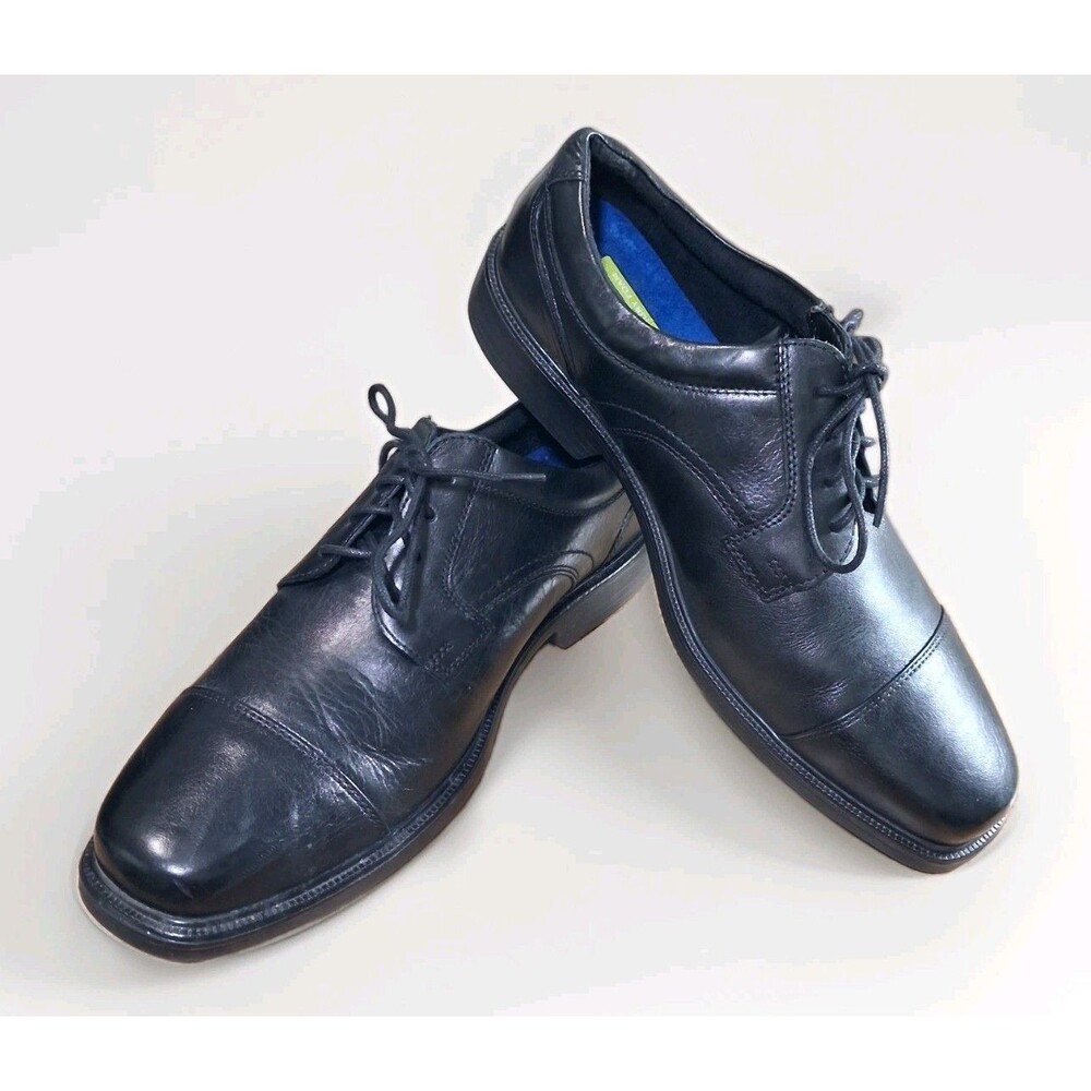 Florsheim Mens Black Leather Cap Toe Oxford Dress Shoes Size 9 3E Wide Memory...